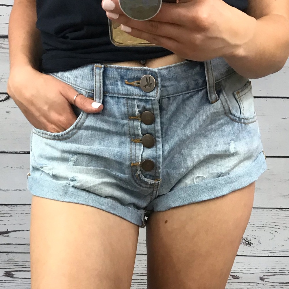 One Teaspoon Distressed Cutoff Jean Shorts